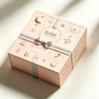 Boîte rigide artisanale en gros pour cadeaux de bébé avec logo personnalisé, gaufrage et revêtement UV, avec étui