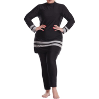 Burkini Imprimé Une Pièce Étanche Coupe Haute pour Femme, Maillot de Bain Islamique Modeste à Coupe Classique