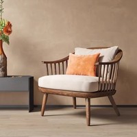 Fauteuil pliant en bois de frêne massif de style nordique avec accoudoirs, design antique pour salon, balcon et salle de thé, mobilier de maison