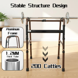 Déambulateur d'extérieur pliable en alliage d'aluminium, réglable en hauteur, antidérapant, pour personnes âgées, avec poignée en bronze antique à courbure unique - Product Image 4