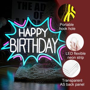 Enseigne néon LED en forme de cœur alimentée par USB, Joyeux Anniversaire, longueur de découpe 2m, indice de protection IP20, blanc/rose, blanc chaud doux 2700K, pour anniversaire - Product Image 3