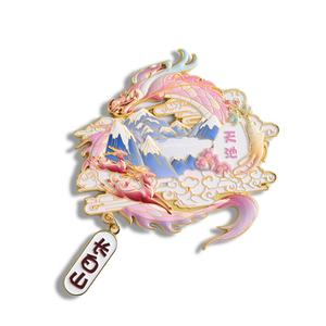 Imanes de nevera metálicos personalizados con diseño de dragón volador, estilo chino, con nombre de ciudad/país, para regalo de recuerdo de sitios turísticos. - Product Image 2