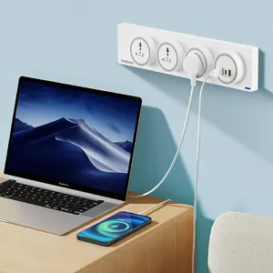 Soket colokan listrik fleksibel dinding multi dinding, soket listrik, soket Trail meja, memiliki USB Tipe C 18W, soket dinding universal