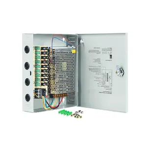 Caja de fuente de alimentación CCTV conmutada 9CH 24V 60W SMPS AC a DC 12V 2.5a 9ch L salida única PSU para tira led de cámara IP