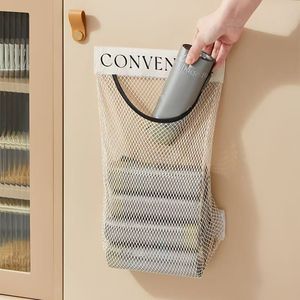 <span class=keywords><strong>Sac</strong></span> de rangement en filet suspendu, organisateur mural de sacs en plastique pour cuisine, pochette en filet multi-usage grande capacité - Product Image 5