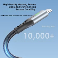Câble de charge rapide USB-C 240W avec affichage LED, câble de données pour téléphone portable, câble de charge USB-C tressé en nylon pour iPhone 15 16 17 18 Pro Max