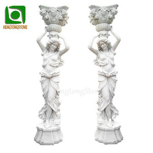 Casa de mármol blanco natural tallada a mano, decoración de construcción, piedra griega, figura femenina, estatua, <span class=keywords><strong>columna</strong></span> - Product Image 1