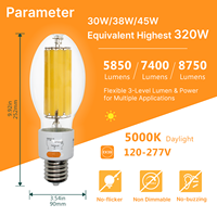 Ampoule LED HID ED28 à haute luminosité 8750LM 120V-277V, culot EX39, 3 puissances sélectionnables, lumière du jour, pour entrepôts, stades sportifs, ETL FCC