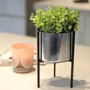 Pequenos vasos de flores de ferro de zinco para decoração de casa e escritório, plantador de mesa para decoração ao ar livre