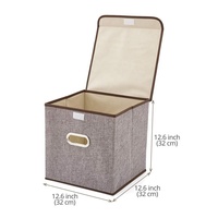 Boîtes de rangement avec Couvercle Lin Panier Pliable Cubes Organisateur Boîte À Conteneurs Tiroirs avec Couvercle- (12.6x12.6x12.6 pouces)