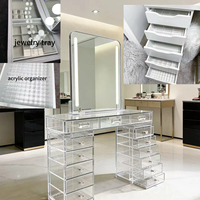 Miroir de maquillage intelligent LED moderne, écologique, avec lumière réglable, Bluetooth, haute luminosité, boîte à tiroirs en acrylique, insert pour bijoux