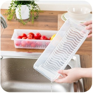 Rectangular Transparent Food Storage Box With Drainage For Fresh Seafood Kitchen Refrigerator Freezer Use - Product Image 4