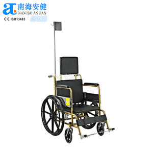 AJ-601C折りたたみ式固定病院手動車椅子IVポール付きハードシート付き - Product Image 1