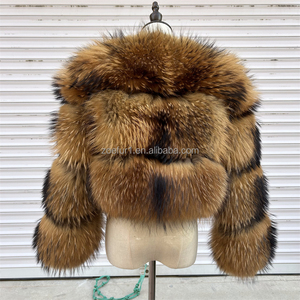Nouvelle Collection Hiver 2026 – Veste Courte Tendance en Véritable Fourrure de Renard et de Raton Laveur Naturel pour Femme - Product Image 3