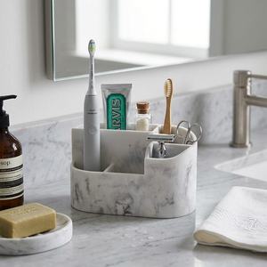 Organisateur et rangement pour comptoir de salle de bain, support à <span class=keywords><strong>5</strong></span> emplacements pour brosses à dents électriques et dentifrice, accessoires de coiffeuse - Product Image 1