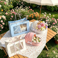 Boîte cadeau personnalisée en forme de berceau avec bordure en dentelle, boîte ovale pour fleurs et desserts pour baby shower, mariage et fête