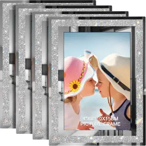 Custom Size Glass Photo Frame Simple Glitter Powder Picture Frame Glass Glass Crystal Modern Table Setting