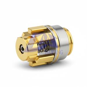 ชิ้นส่วนเชื่อมต่อการชาร์จสแตนเลสที่ผลิตด้วยเครื่องจักรความแม่นยำสูง ชิ้นส่วน CNC ชุบทอง ด้วยกระบวนการตัดลวดด้วยไฟฟ้า (Wire EDM) และการกลึง 5 แกน - Product Image 1