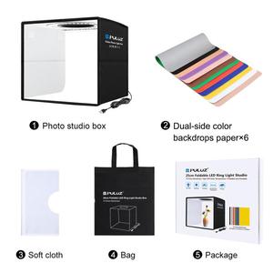 PULUZ - Caja de Luz Plegable Portátil de 25 cm con Anillo de Luz para Fotografía, Estudio de Iluminación, con 12 Fondos de Colores, Venta al por Mayor OEM - Product Image 6