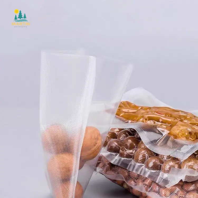 In Stock and Custom Sous Vide Frozen Food Storage Transparent Packaging Textured Embossed Plastic Food Vacuum Sealer Bag