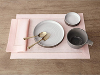 Serviettes de table en lin rose blush brodées à la main avec monogramme personnalisé, couleur unie, lavables, réutilisables pour mariage, hôtel