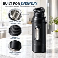 Bouteille d'eau isotherme magnétique en acier inoxydable avec support de téléphone en forme de cœur et gobelet modulaire en silicone pour le transport quotidien
