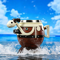 Mug à bière en résine 3D en forme de bateau pirate, insert en acier inoxydable, ornement et récipient à boisson double usage pour la décoration de bar à domicile