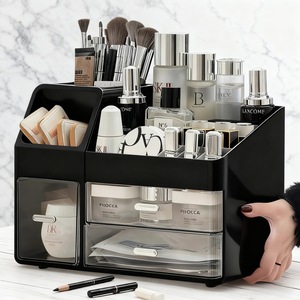Caja de almacenamiento de cosméticos con cajones, organizador de maquillaje de plástico para escritorio, almacenamiento de productos para el cuidado de la piel y brochas, diseño impermeable - Product Image 4