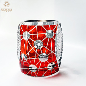 Verres à <span class=keywords><strong>whisky</strong></span> de luxe de couleur unie sans danger pour les aliments cadeau tasse en verre gaufré style <span class=keywords><strong>japonais</strong></span> coupe dichromatique tasses en verre étoile - Product Image 1