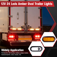 Feu arrière de remorque ovale à LED ambre 24 LED de 6,3 pouces avec triple modes de clignotement, feux de positionnement/clignotants/stroboscopiques pour camions