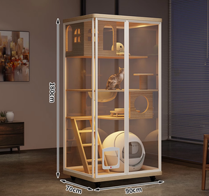 Villa pour chat de luxe personnalisée, écologique, en bois massif, imperméable et respirante, pour salon - Product Image 1