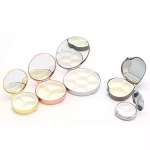 Portable Round Metal Travel Pill Storage Case Custom <b>7</b>-Day Weekly Makeup Mirror With Pocket Small Medicine Boxes for Daily Use - Product Image 1