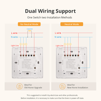 Interrupteur mural intelligent Tuya Zigbee, compatible avec fil neutre et sans fil neutre, 1/2/3 boutons, fonctionne avec Alexa Google Home