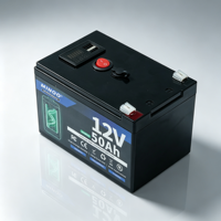 Batterie solaire au lithium-ion à décharge profonde 12V 50Ah, kit de batterie LiFePO4 avec chargeur et accessoires pour système d'alimentation solaire de bateau