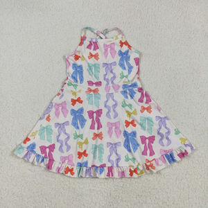 En gros, Vêtements d'été décontractés pour filles, écologiques, comprenant Jupes-shorts de yoga, Robes à volants, longueur genou, à bretelles, à motifs floraux et à nœuds, et Tenues de sport - Product Image 4