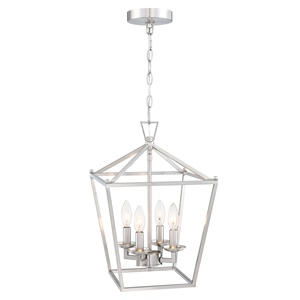 4-<strong>Light</strong> Indoor Hanging <strong>Brushed</strong> <strong>Nickel</strong> Farmhouse Chandelier Metal Cage Adjustable Height Pendant Lamp Kitchen <strong>Island</strong> Dining Room - Product Image 2