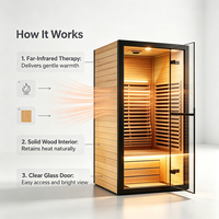 Sauna Uap Kering Inframerah untuk Penggunaan di Rumah dengan Lampu Baca, Sauna Inframerah Kompak dengan Terapi Cahaya Merah