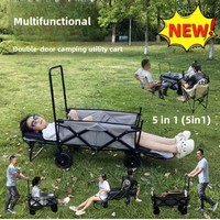 Chariot de camping pliable pour enfants avec roues tout-terrain et siège inclinable à double ouverture pour les voyages en famille en plein air