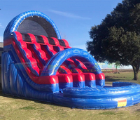 Toboggan aquatique gonflable pour enfants à double voie de 25 pieds, Purple Paradise, avec toboggan aquatique