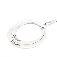 Argent fait à la main Couples collier nom gravé esthétique cercle pendentif plaque signalétique