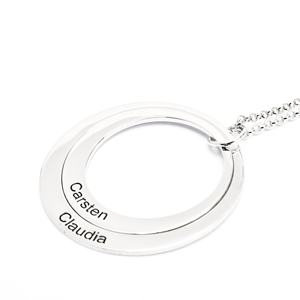 สร้อยคอเงินทำมือคู่รักสลักชื่อสวยงามจี้วงกลมป้ายชื่อ - Product Image 4