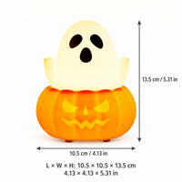 Halloween Geister-Kürbis LED-Nachtlicht USB-C Wiederaufladbare Tippsteuerbare Lampe mit Individuellem Logo für Feiertagsgeschenke