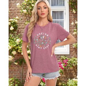 Women Garden <b>T</b> <b>Shirt</b> Hoeing Aint Easy Funny Short Sleeve Jersey Top For <b>Gardening</b> - Product Image 4