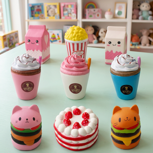 Wholesale Kawaii Popcorn Fries <b>Panda</b> Cake Hamburger Squeeze Squishy <b>Toys</b> PU Material Slow Rising Cream Scented Anti-Stress - Product Image 3