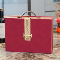 Boîte cadeau personnalisée pour bouteille de vin, boîte à vin en cuir PU avec poignée et insert en éponge