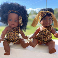 Nouveau à venir 35cm vinyle réaliste vitiligo habiller poupée de mode à la main chasse vêtements Afro poupée africaine pour enfants fille garçons