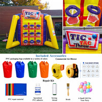 Jeu de lancer Tic Tac gonflable commercial, jeu de lancer de balles en sacs de coton à grille 3x3 pour fêtes, foires et événements (à louer)