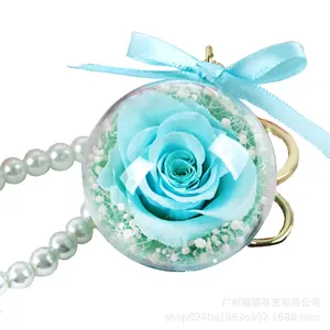 Porte-clés à fleurs artificielles en acrylique, 10 pièces, boule décorative de roses éternelles