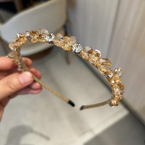 Serre-tête scintillant en strass pour femme, en alliage et tissu, accessoire de mode pour fêtes et mariages - Product Image 6