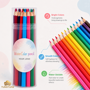 Ensemble de crayons aquarellables, 12 couleurs assorties, corps en bois, mine lisse soluble dans l'eau, pour dessin, croquis, coloriage, crayons d'art - Product Image 4